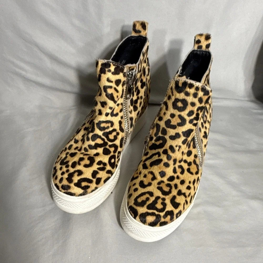 Steve Madden Wedgie-L Women's Animal Print Ankle Booties Zip Wedge 6.5M